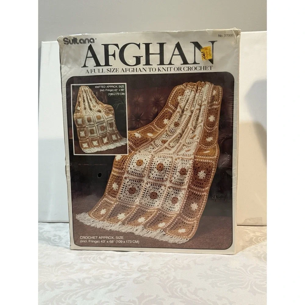 Sultana Afghan Full Size Kit to Knit or Crochet 43" X 68"Cresian Acrylic NIP - Picture 5 of 5